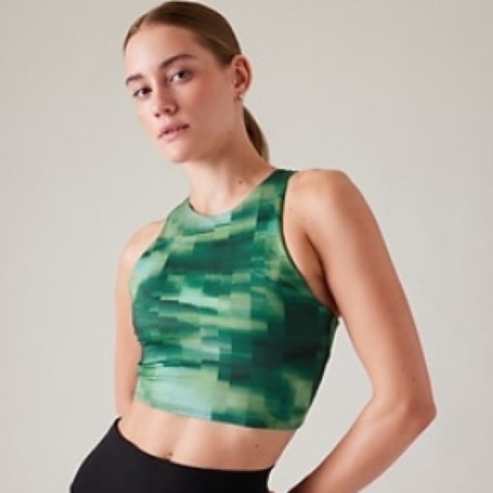 Athleta 🏷️ Conscious Green Abstract Crop Top
